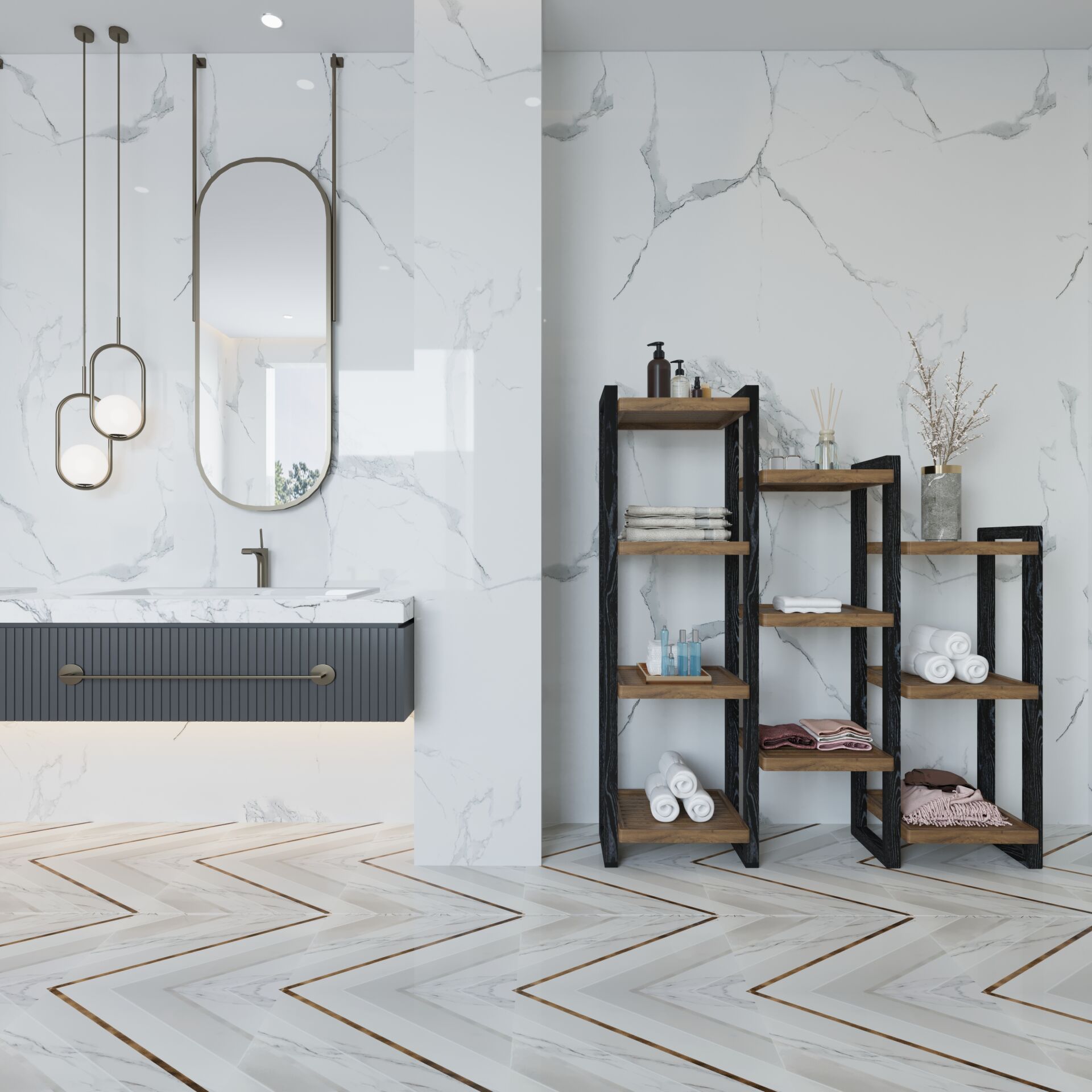 Oxford Großer dekorativer Badezimmer-Organizer, Mehrzweckregale